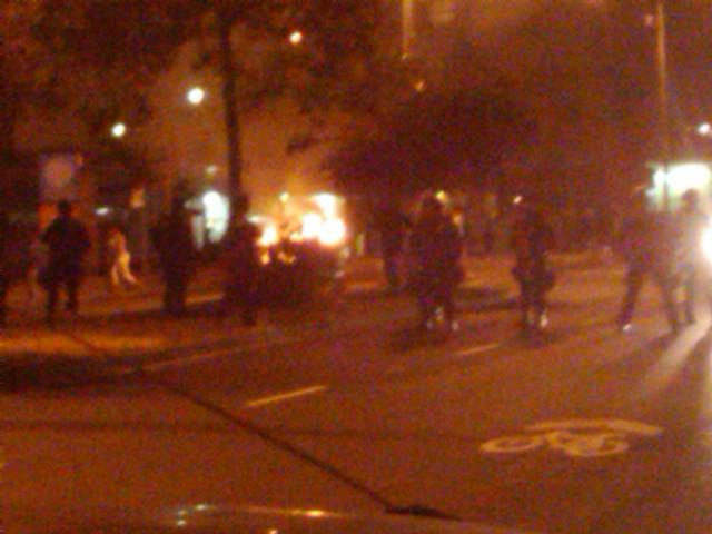 Trash fires in downtown Oakland
