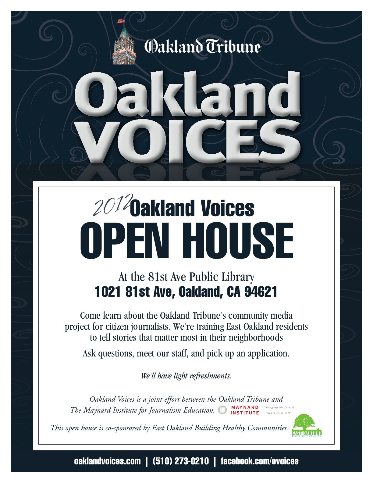 Oakland Voices Open House Flyer