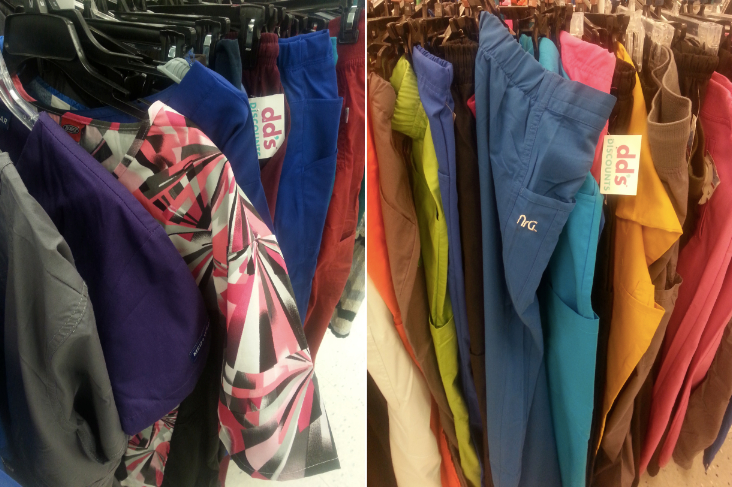 Scrubs on sale at the DD's Discount store in Eastmont Town Center
