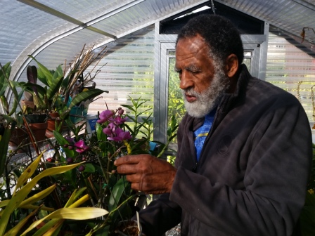Arnold with orchid
