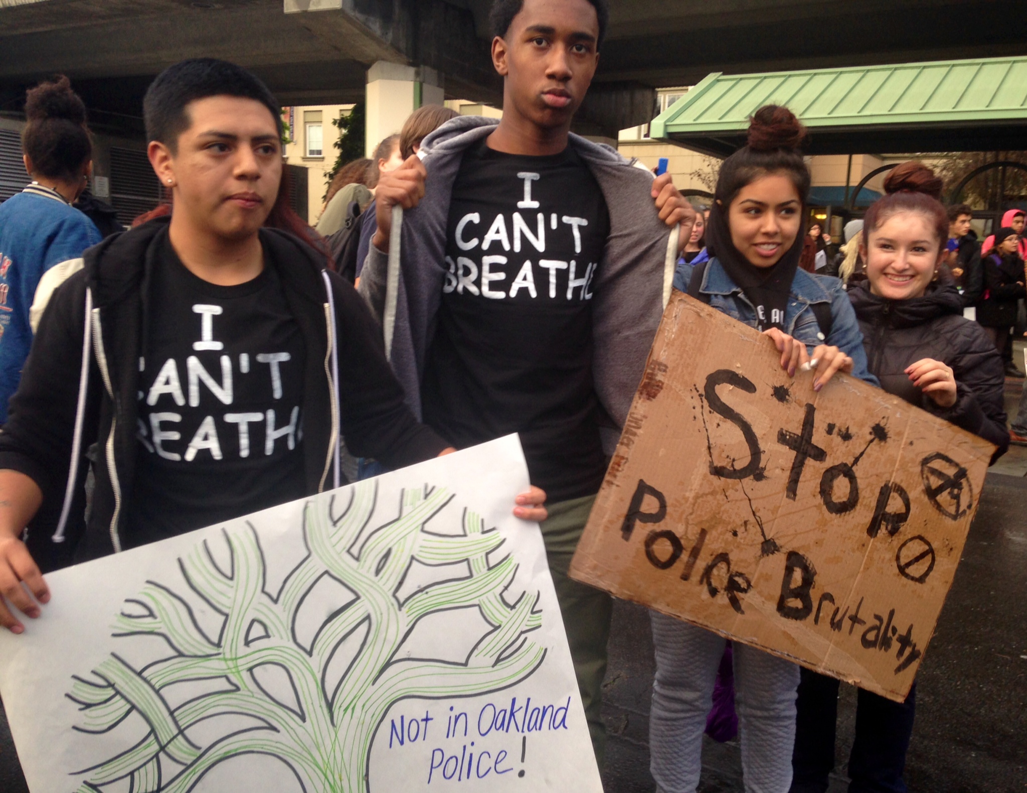 Life Academy students wearing "I can't breathe" t-shirts. 