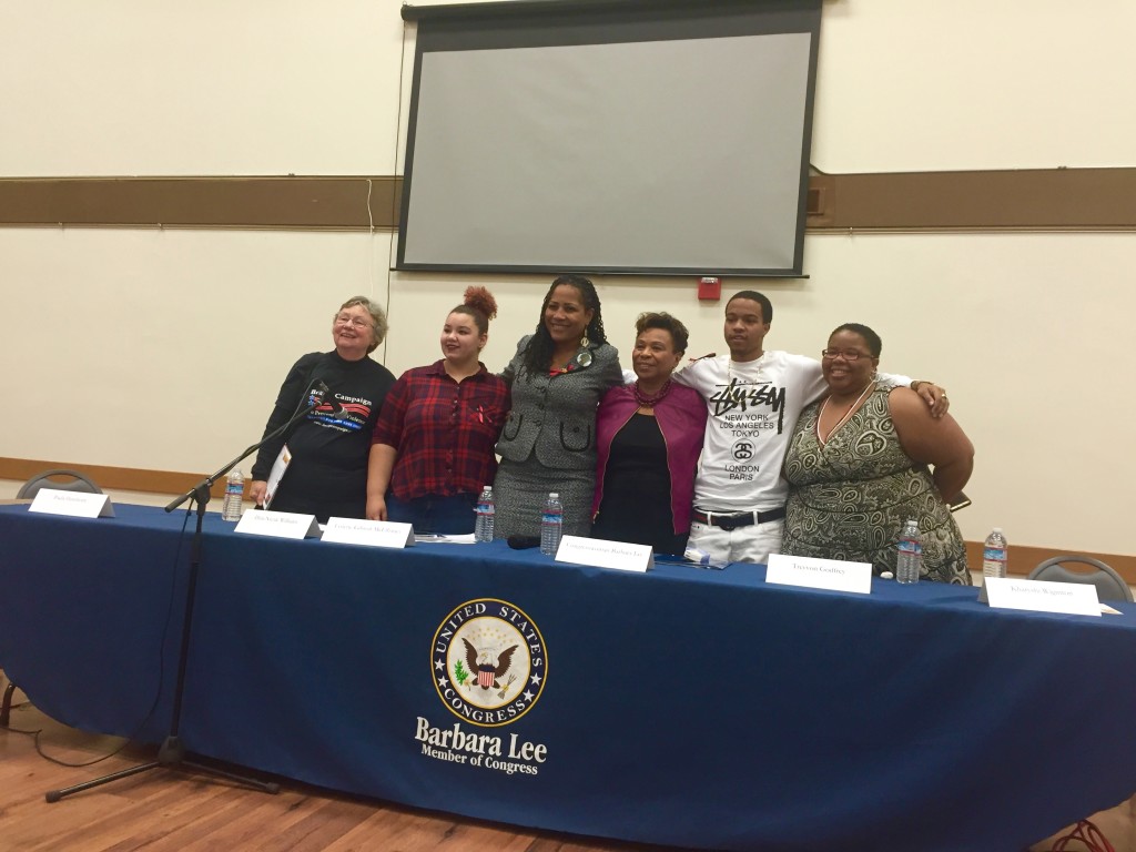 Panelists at the Town Hall meeting on gun violence hosted by Rep. Barbara Lee