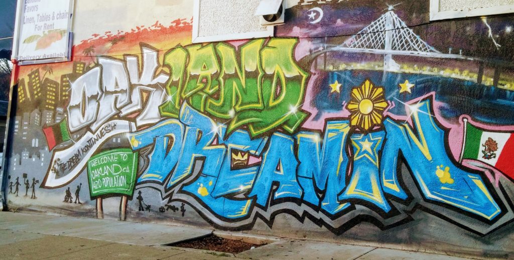 "Oakland Dreamin" mural by TDK with support from Lucky Three Seven. Photo Credit: Kat Ferreira