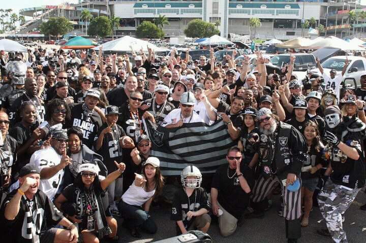 Raider fans tailgating before a game in Miami in 2001. (photo courtesy of C. Chavarria)