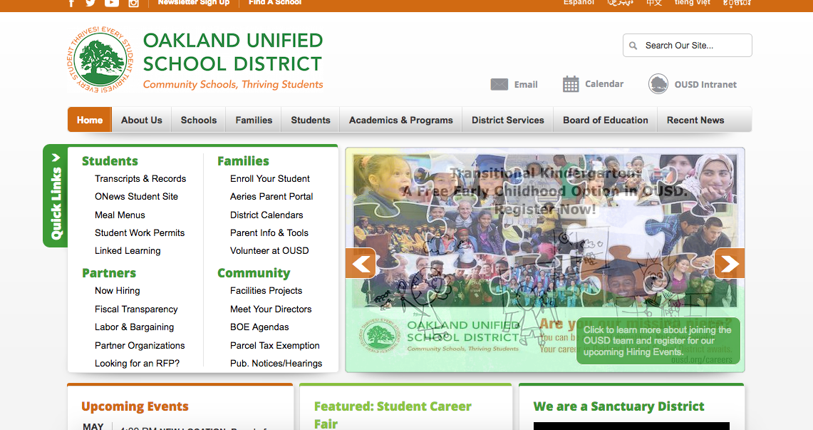 OUSD homepage
