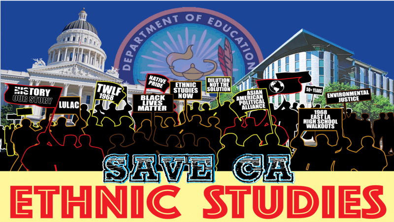 A logo that says "Save CA Ethnic Studies"