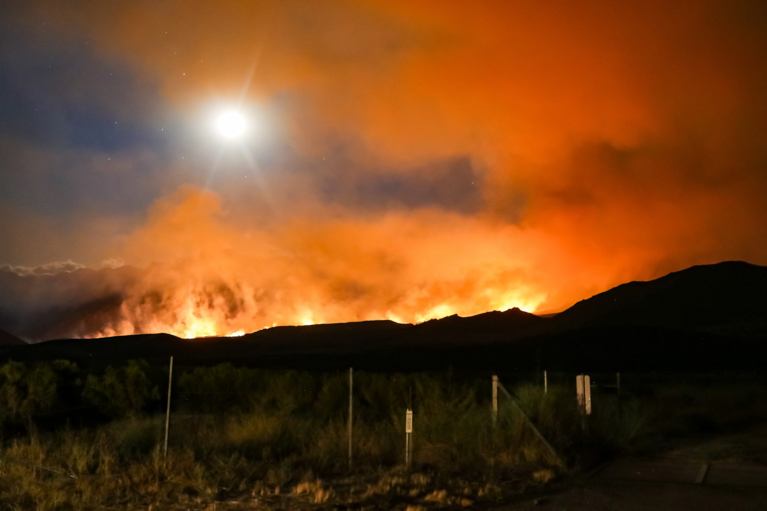 Bright orange sky lit by California wildfire