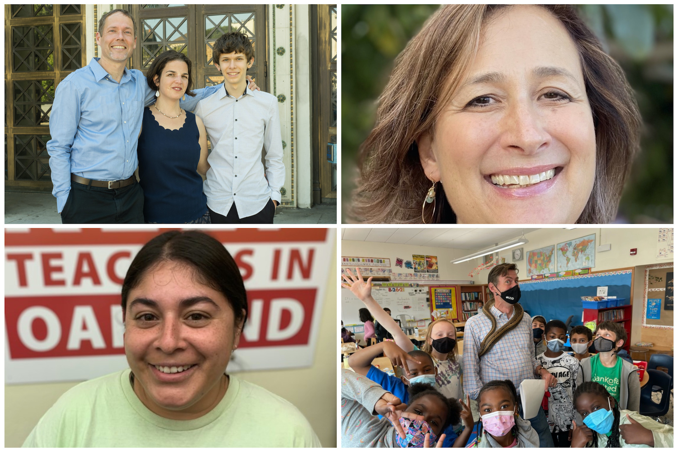 A collage of four families/OUSD administrators