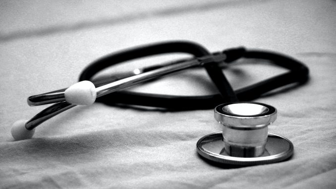 black and white close up of stethoscope