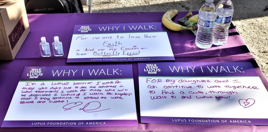 white cards filled with affirmative words written by people who have lupus.